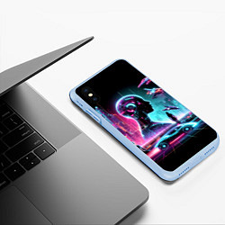 Чехол iPhone XS Max матовый Футуристический коллаж - нейросеть, цвет: 3D-голубой — фото 2