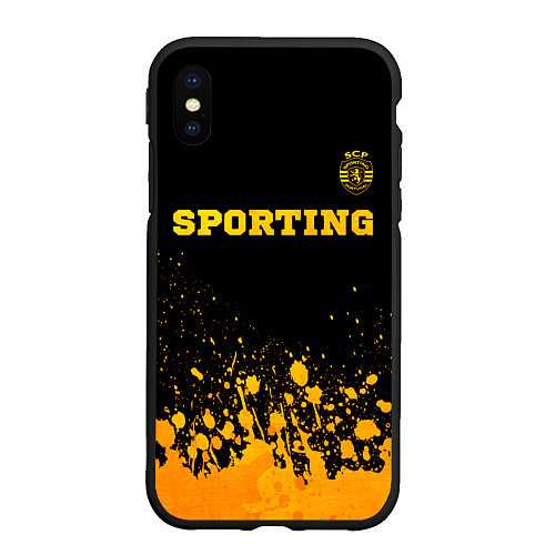 Чехол iPhone XS Max матовый Sporting - gold gradient посередине / 3D-Черный – фото 1