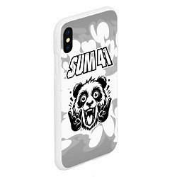 Чехол iPhone XS Max матовый Sum41 рок панда на светлом фоне, цвет: 3D-белый — фото 2