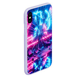 Чехол iPhone XS Max матовый Разбитая неоновая вывеска - мегаполис, цвет: 3D-светло-сиреневый — фото 2