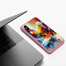 Чехол iPhone XS Max матовый Абстрактные фигуры, цвет: 3D-малиновый — фото 2