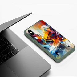 Чехол iPhone XS Max матовый Абстрактные фигуры, цвет: 3D-темно-зеленый — фото 2