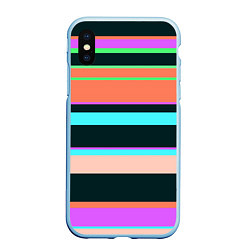 Чехол iPhone XS Max матовый Цветные разные полосы