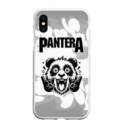 Чехол iPhone XS Max матовый Pantera рок панда на светлом фоне, цвет: 3D-белый