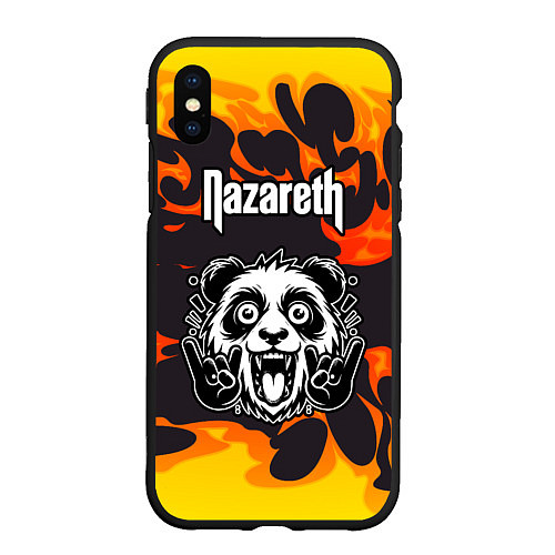 Чехол iPhone XS Max матовый Nazareth рок панда и огонь / 3D-Черный – фото 1