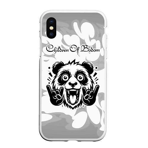 Чехол iPhone XS Max матовый Children of Bodom рок панда на светлом фоне / 3D-Белый – фото 1