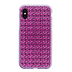 Чехол iPhone XS Max матовый Чёрные плюсики на розовом фоне