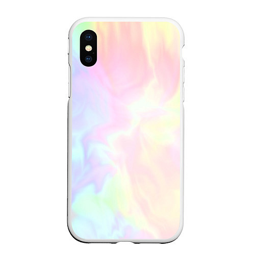 Чехол iPhone XS Max матовый Светлые краски тай-дай / 3D-Белый – фото 1