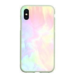 Чехол iPhone XS Max матовый Светлые краски тай-дай, цвет: 3D-салатовый