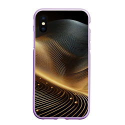 Чехол iPhone XS Max матовый Золотые линии с шариками, цвет: 3D-сиреневый