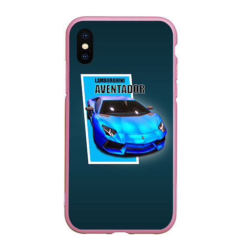 Чехол iPhone XS Max матовый Спортивная итальянская машина Lamborghini Aventado / 3D-Розовый – фото 1