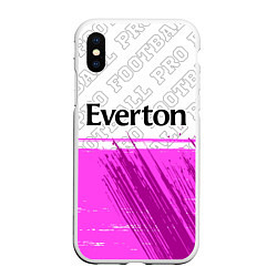 Чехол iPhone XS Max матовый Everton pro football посередине, цвет: 3D-белый