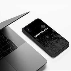 Чехол iPhone XS Max матовый Leicester City sport на темном фоне посередине, цвет: 3D-черный — фото 2