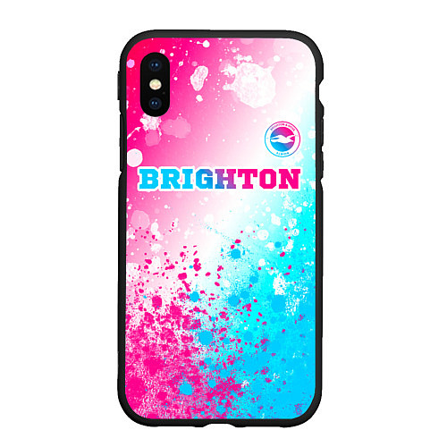 Чехол iPhone XS Max матовый Brighton neon gradient style посередине / 3D-Черный – фото 1