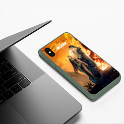 Чехол iPhone XS Max матовый Ева и капсула stellar blade, цвет: 3D-темно-зеленый — фото 2