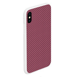 Чехол iPhone XS Max матовый Приглушённый тёмно-розовый паттерн квадратики, цвет: 3D-белый — фото 2