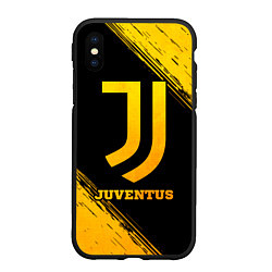 Чехол iPhone XS Max матовый Juventus - gold gradient, цвет: 3D-черный