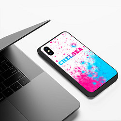 Чехол iPhone XS Max матовый Chelsea neon gradient style посередине, цвет: 3D-черный — фото 2