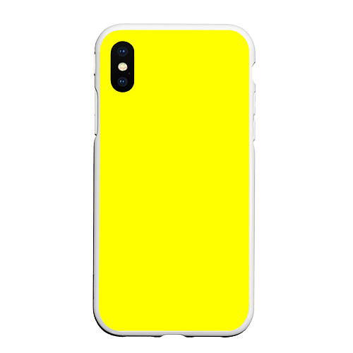 Чехол iPhone XS Max матовый Яркий желтый / 3D-Белый – фото 1