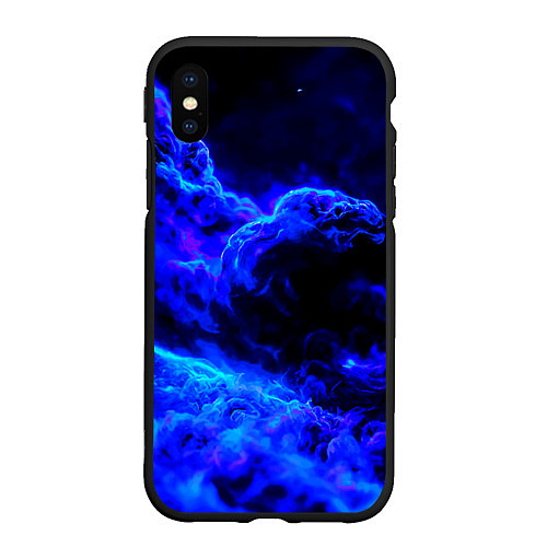Чехол iPhone XS Max матовый Синий густой дым - inferno blue / 3D-Черный – фото 1