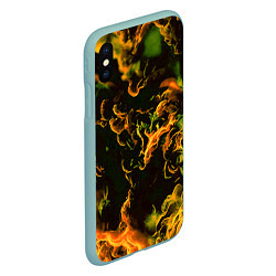 Чехол iPhone XS Max матовый Жёлтое огненное пламя инферно - inferno yellow, цвет: 3D-мятный — фото 2