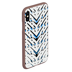 Чехол iPhone XS Max матовый Black and blue stripes on a white background, цвет: 3D-коричневый — фото 2