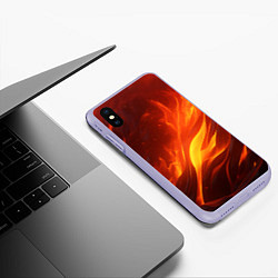 Чехол iPhone XS Max матовый Яркие языки пламени, цвет: 3D-светло-сиреневый — фото 2
