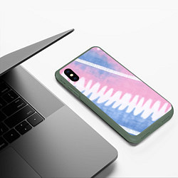 Чехол iPhone XS Max матовый Полоски в стиле тай дай, цвет: 3D-темно-зеленый — фото 2