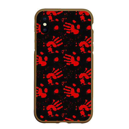 Чехол iPhone XS Max матовый Blood hands паттерн / 3D-Коричневый – фото 1