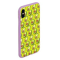 Чехол iPhone XS Max матовый Паттерн с половинкой авокадо, цвет: 3D-сиреневый — фото 2