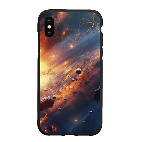 Чехол iPhone XS Max матовый Вселенная и планеты / 3D-Черный – фото 1