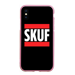 Чехол iPhone XS Max матовый Skuf красные линии