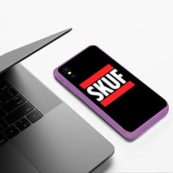Чехол iPhone XS Max матовый Skuf красные линии, цвет: 3D-фиолетовый — фото 2