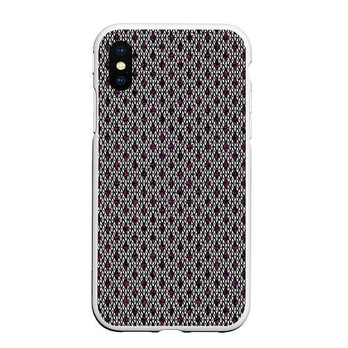 Чехол iPhone XS Max матовый Пурпурный королевский узор / 3D-Белый – фото 1