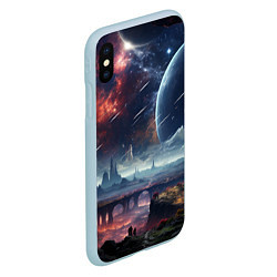 Чехол iPhone XS Max матовый Фантастическая планета внутри космоса, цвет: 3D-голубой — фото 2