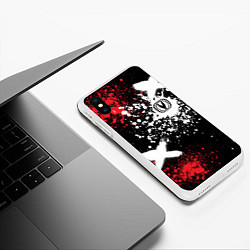 Чехол iPhone XS Max матовый Логотип Чанган на фоне брызг красок, цвет: 3D-белый — фото 2