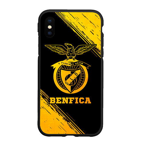 Чехол iPhone XS Max матовый Benfica - gold gradient / 3D-Черный – фото 1