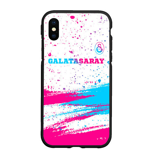 Чехол iPhone XS Max матовый Galatasaray neon gradient style посередине / 3D-Черный – фото 1