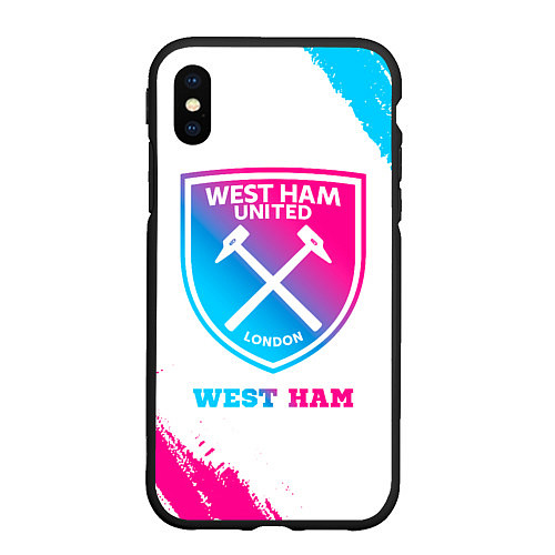 Чехол iPhone XS Max матовый West Ham neon gradient style / 3D-Черный – фото 1