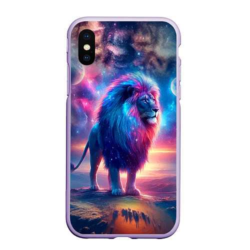 Чехол iPhone XS Max матовый Space lion - ai art fantasy / 3D-Светло-сиреневый – фото 1