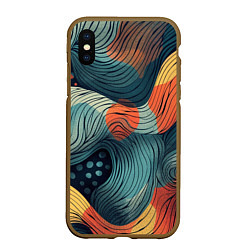 Чехол iPhone XS Max матовый Волны линиями, цвет: 3D-коричневый