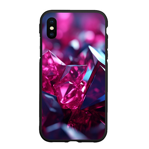 Чехол iPhone XS Max матовый Яркие розовые хрусталики / 3D-Черный – фото 1