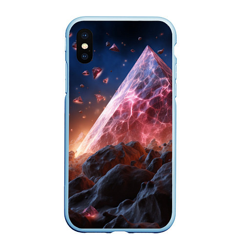 Чехол iPhone XS Max матовый Абстрактная пирамида космическая / 3D-Голубой – фото 1