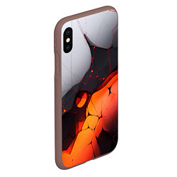 Чехол iPhone XS Max матовый Объемная плита с красной лавой иллюстрация, цвет: 3D-коричневый — фото 2