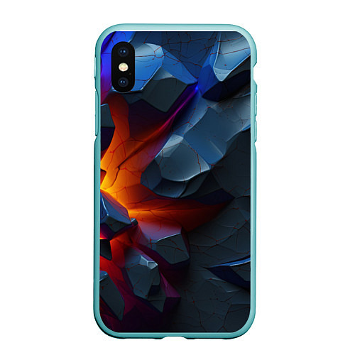 Чехол iPhone XS Max матовый Объемные камни в разломе / 3D-Мятный – фото 1