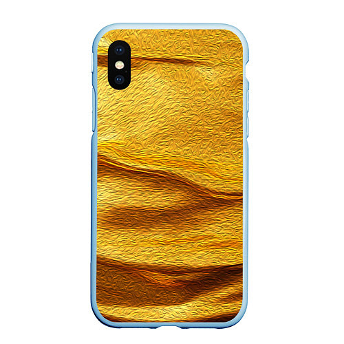 Чехол iPhone XS Max матовый Золотая поверхность с волнами и рябью / 3D-Голубой – фото 1