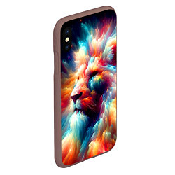 Чехол iPhone XS Max матовый Межгалактический космический лев - нейросеть, цвет: 3D-коричневый — фото 2