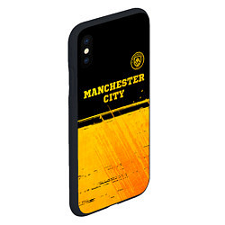 Чехол iPhone XS Max матовый Manchester City - gold gradient посередине, цвет: 3D-черный — фото 2