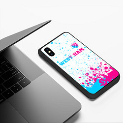 Чехол iPhone XS Max матовый West Ham neon gradient style посередине, цвет: 3D-черный — фото 2