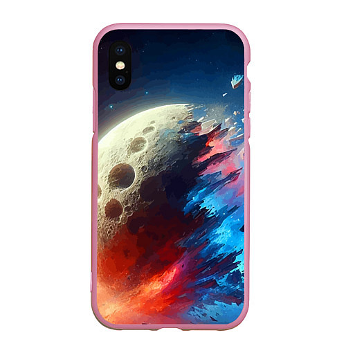 Чехол iPhone XS Max матовый Разрыв космического тела - нейросеть / 3D-Розовый – фото 1